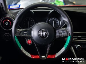 Alfa Romeo Giulia Interior Trim - Carbon Fiber - Steering Wheel Side Trim Kit - Pre '20 - Italian Theme - Feroce Carbon Alfa Romeo Giulia Interior Trim - Carbon Fiber - Steering Wheel Side Trim Kit - Pre '20 - Italian Theme - Feroce Carbon